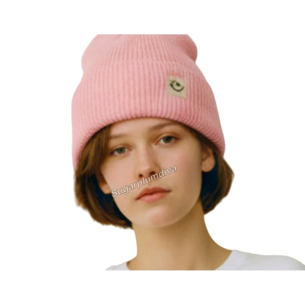 Unisex‎ Winter Cozy Warm Pink Beanie Hat Knit Machine Washable Acrylic Outdoor